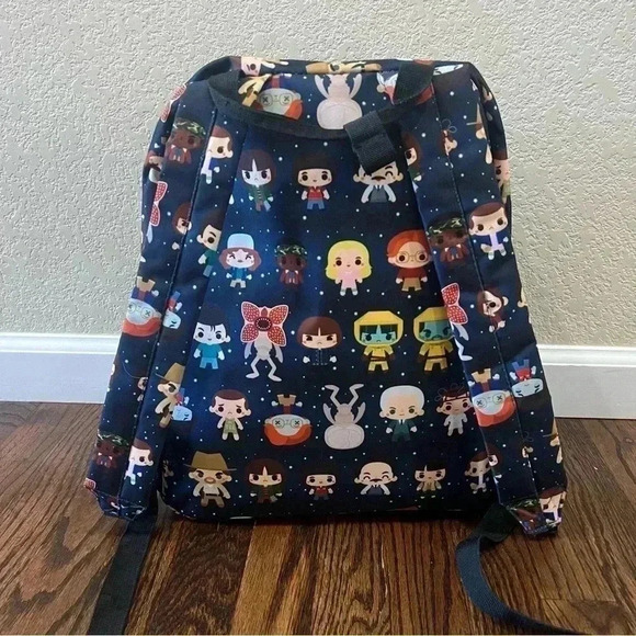 Loungefly Stranger Things Chibi Characters All Over Print Backpack Blue - Picture 2 of 16